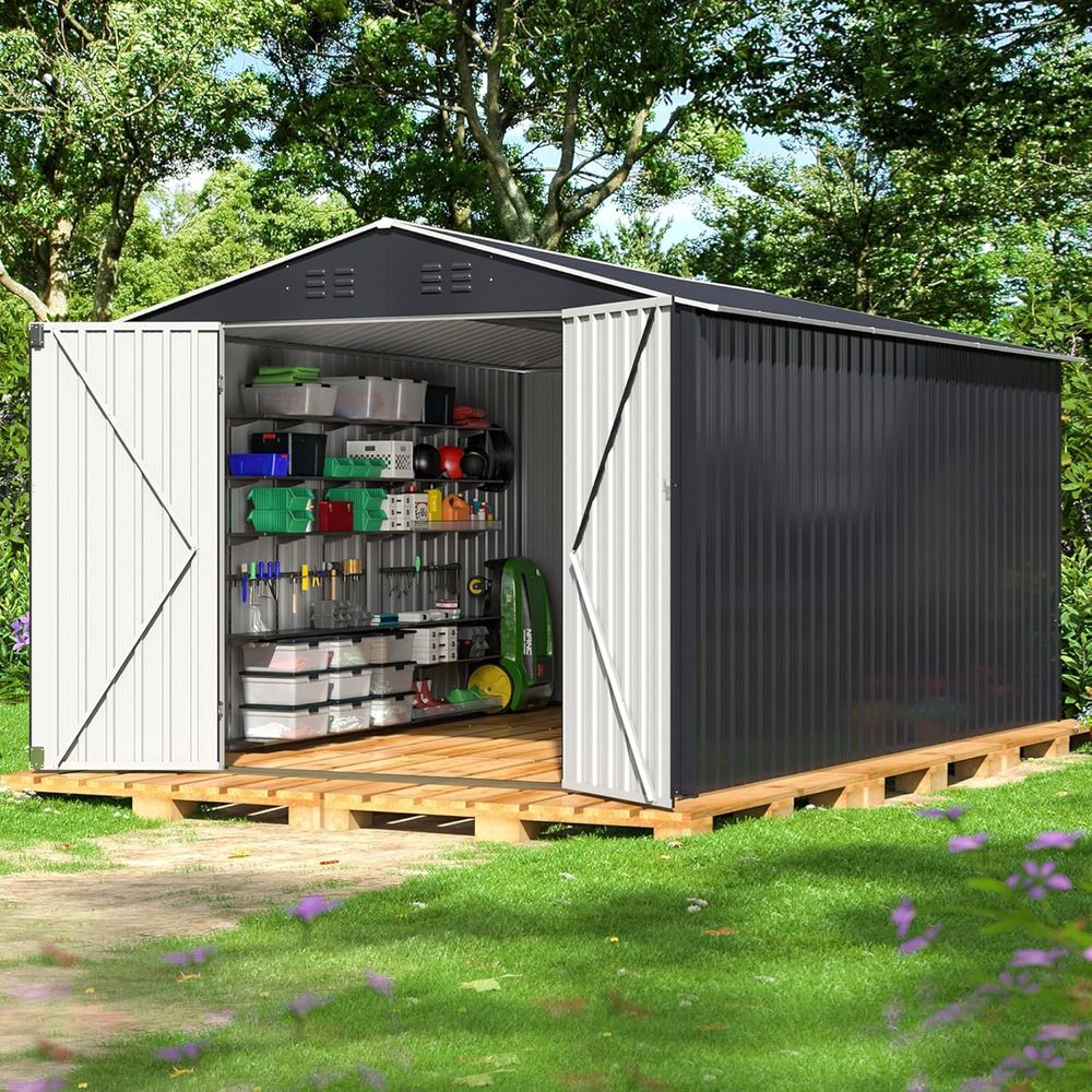 Gardening Tools - 11.7ft x 8ft Outdoor Metal Storage