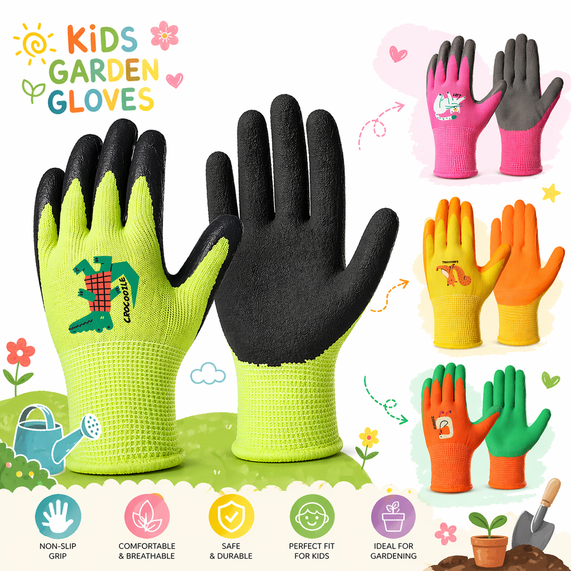4 Pairs Kids Gardening Gloves  - đánh giá và giá Gardening Tools Toddler