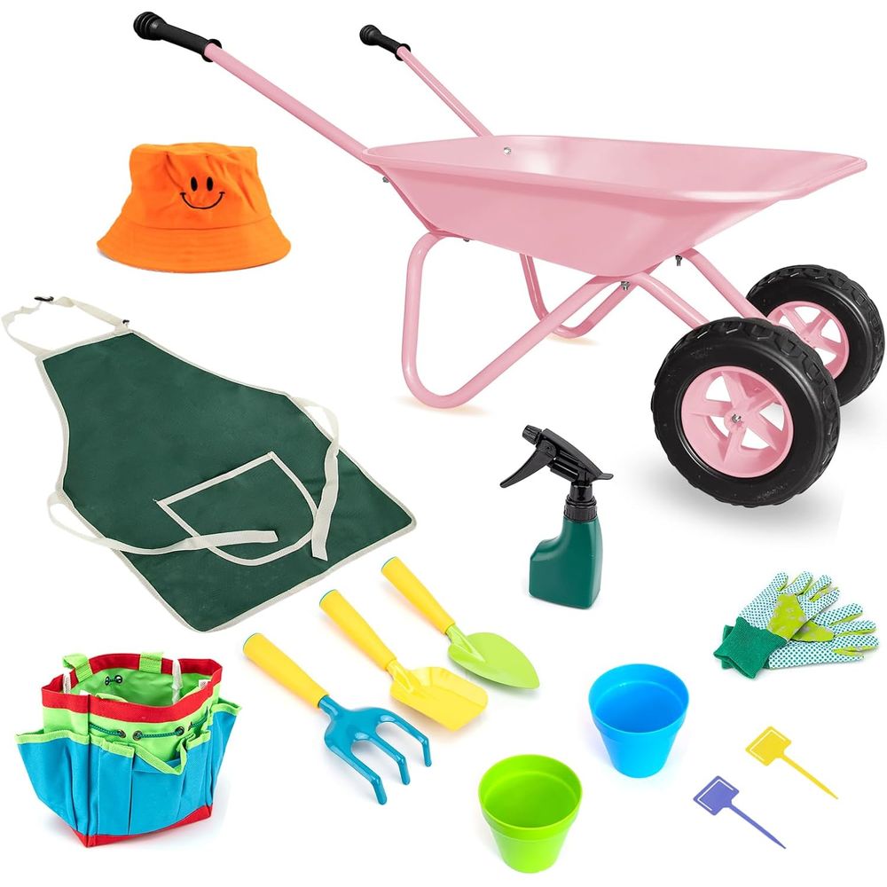 Children's Pink Metal Wheelbar - đánh giá và giá Gardening Tools Pink