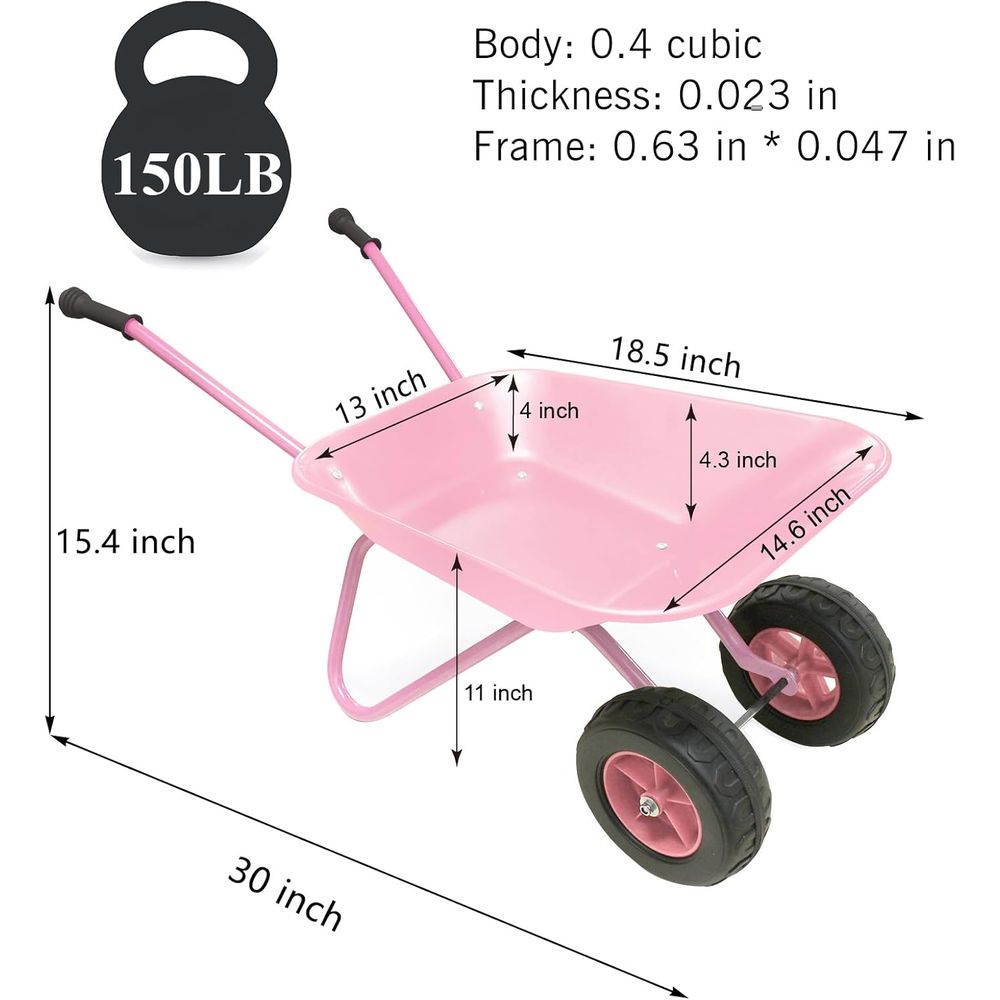 Children's Pink Metal Wheelbar - đánh giá và giá Gardening Tools Pink