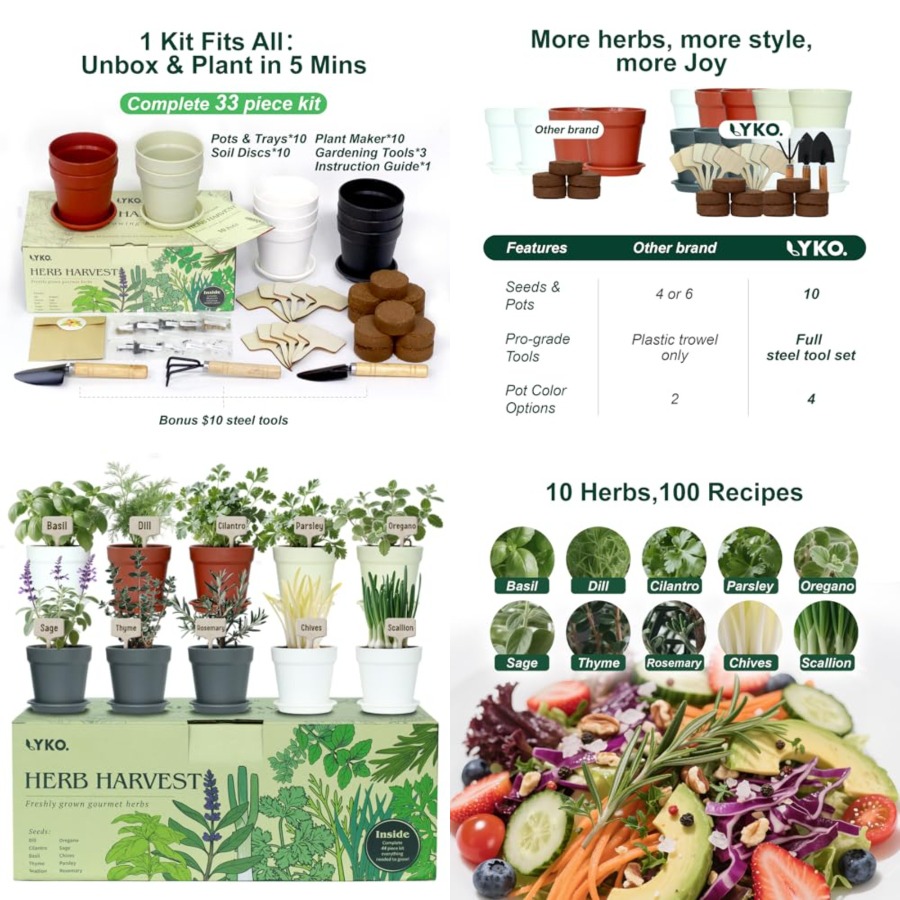10 Indoor Herb Garden Kit, 33p - đánh giá và giá Gardening Tools Gift Ideas