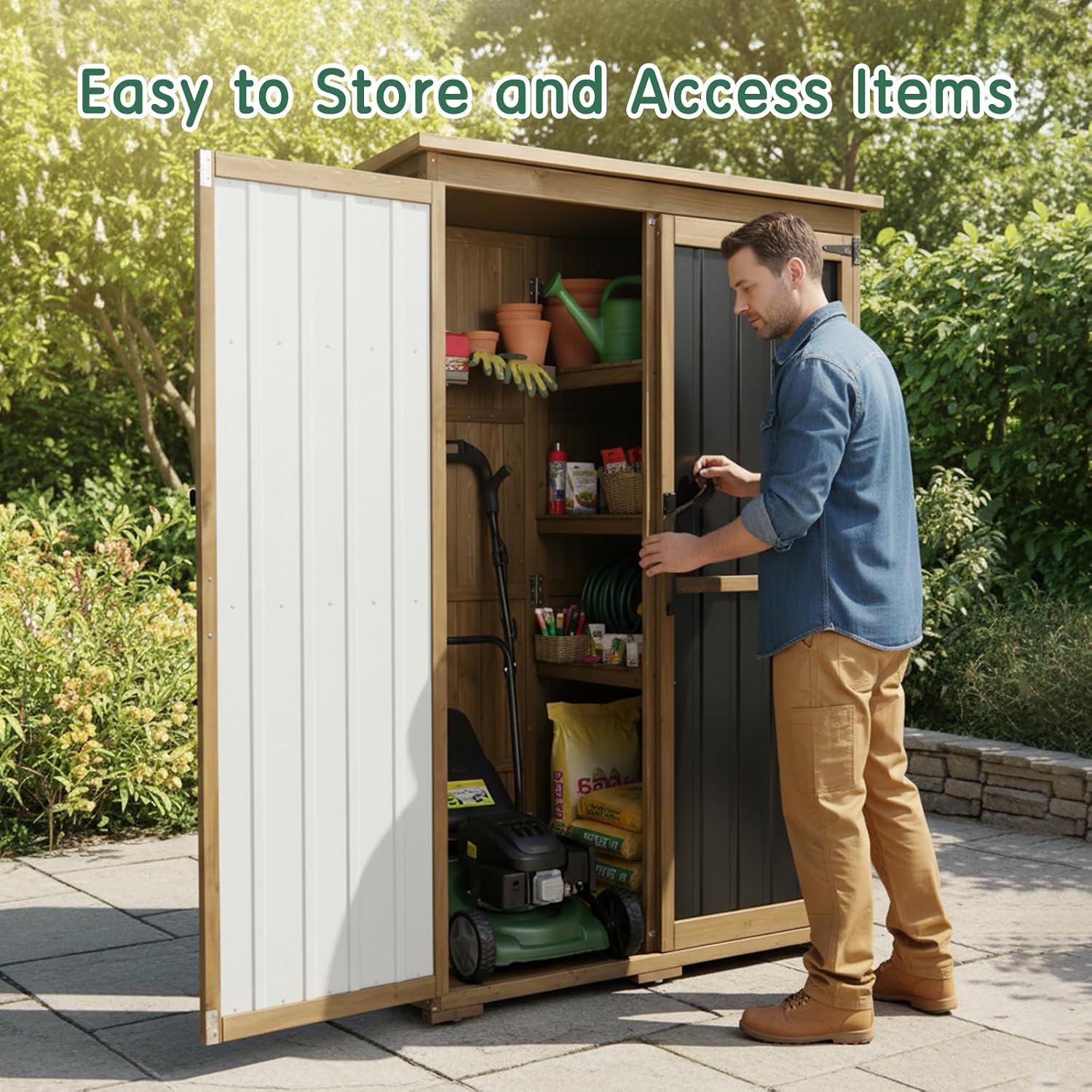 Wood Metal Outdoor Storage She - đánh giá và giá Gardening Tools