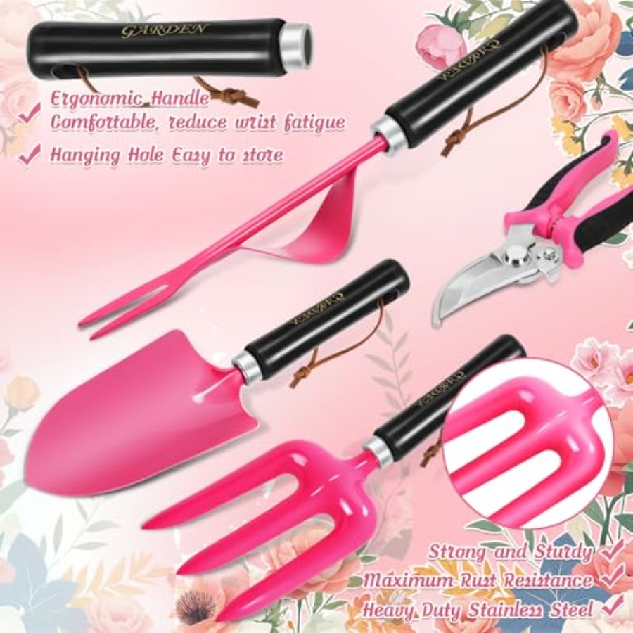 9Piece Heavy Duty Gardening Ha - đánh giá và giá Gardening Tools Pink