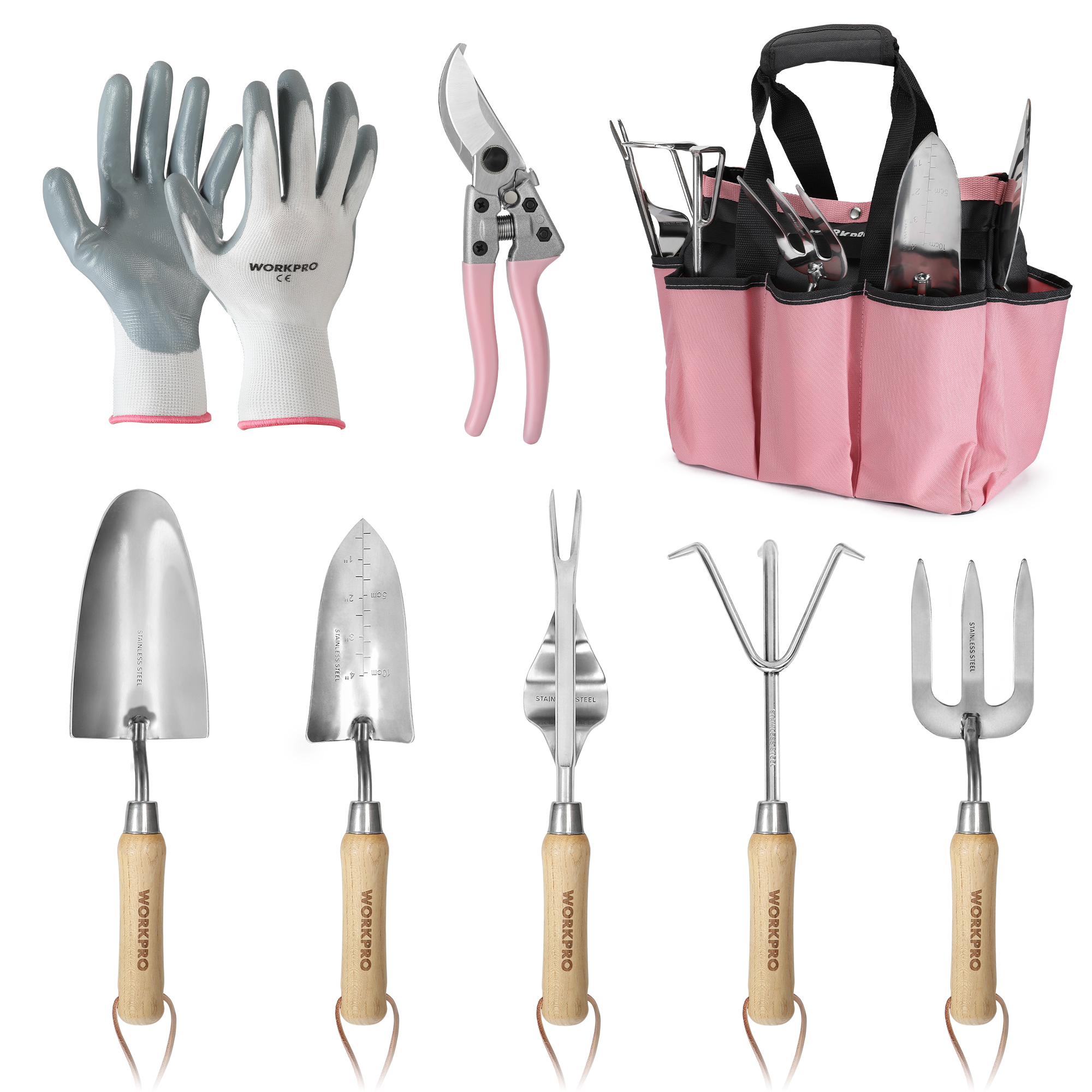 WORKPRO 8-Piece Pink Garden To - đánh giá và giá Gardening Tools Pink