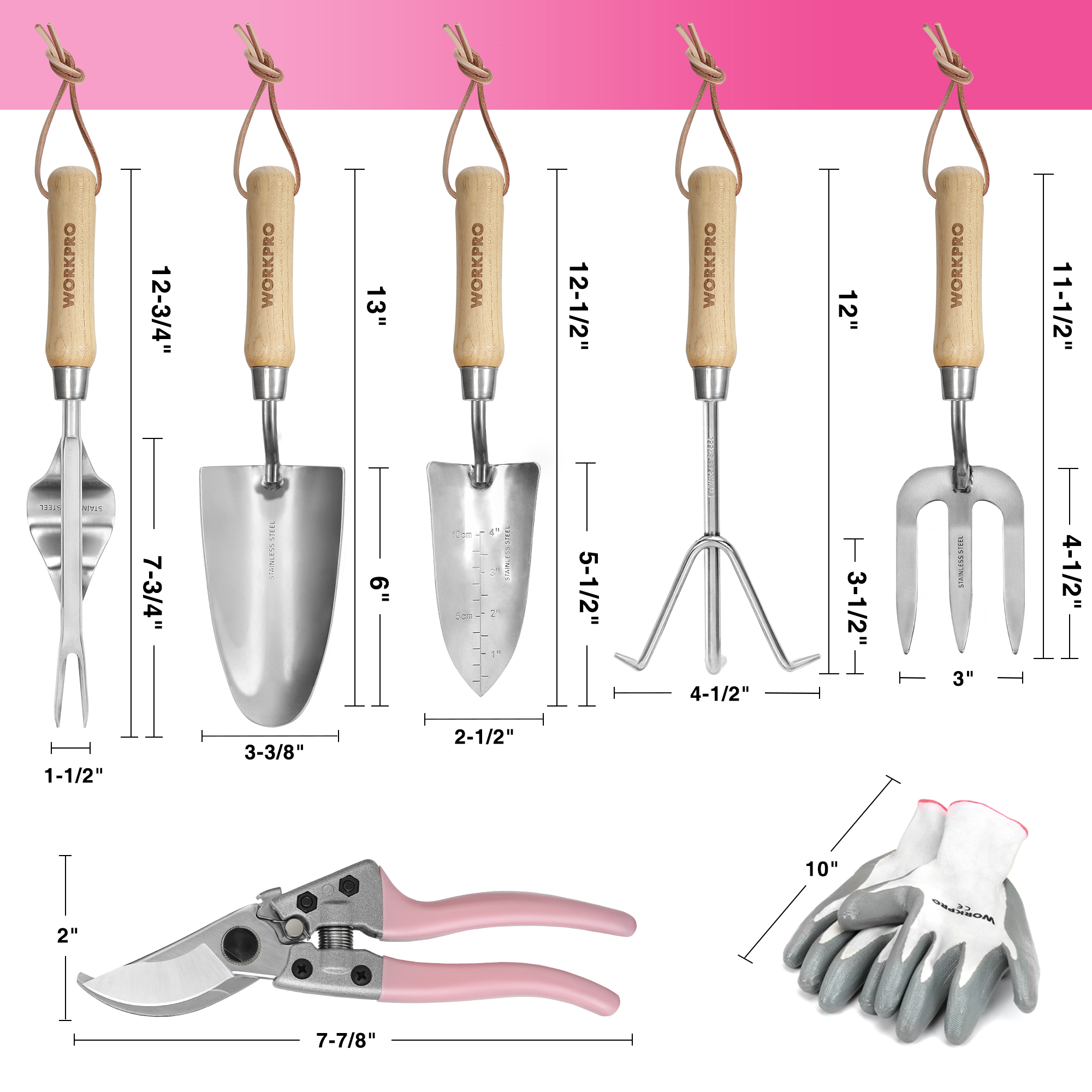 WORKPRO 8-Piece Pink Garden To - đánh giá và giá Gardening Tools Pink