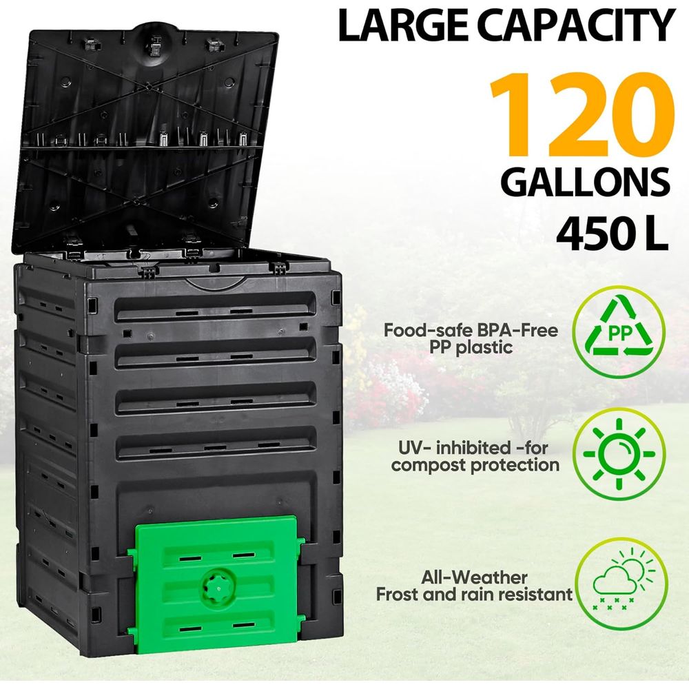 120 Gallon 450L Black Compost  - đánh giá và giá Compost Bin