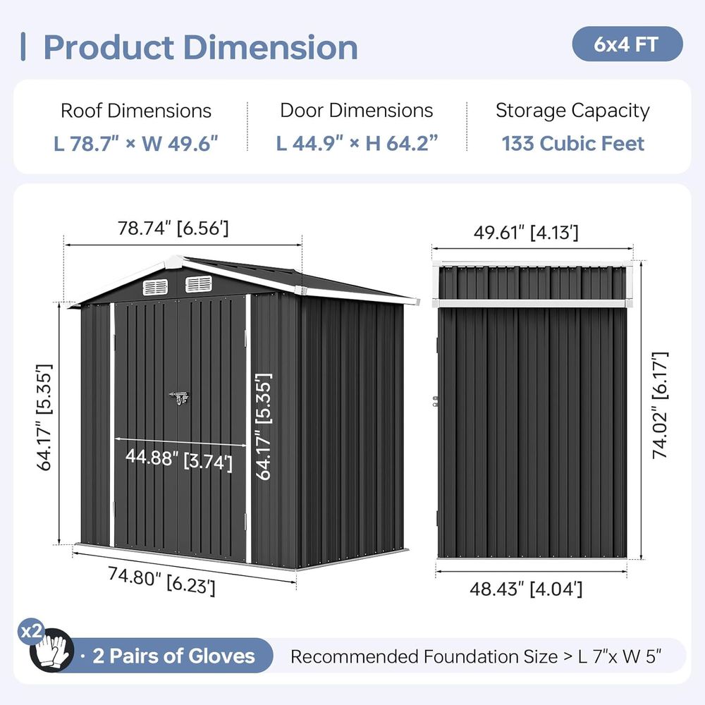 6x4 Outdoor Storage Shed, Meta - đánh giá và giá Gardening Tools