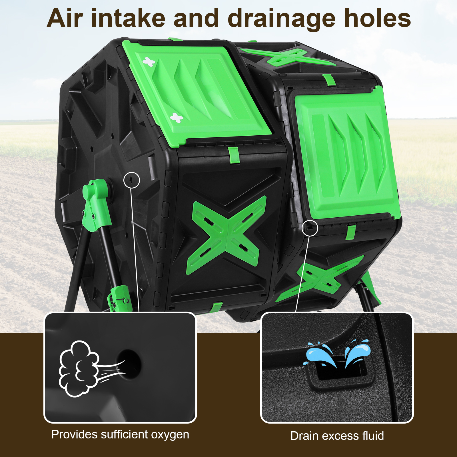 140L Dual Chamber 360°Rotating - đánh giá và giá Compost Bin