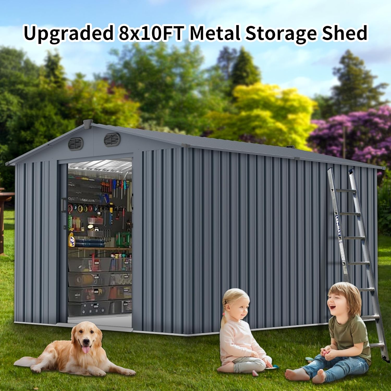 Outdoor Storage Shed 8x10 FT w - đánh giá và giá Gardening Tools