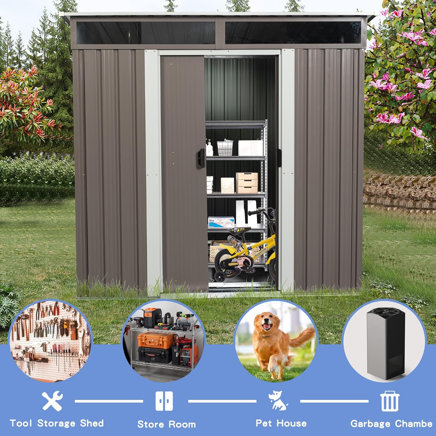 6X5 FT Outdoor Storage Shed, W - đánh giá và giá Gardening Tools
